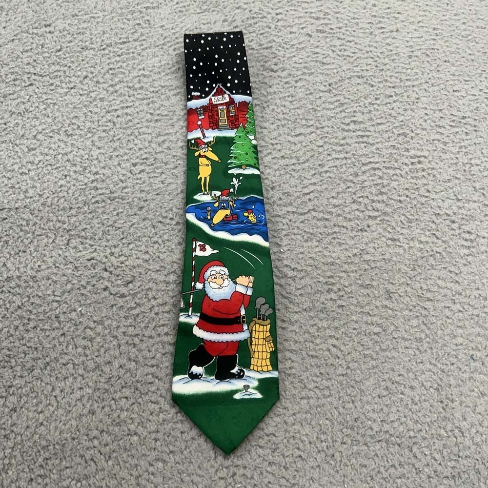 Santa Golfing Christmas Neck Tie Men Specialties Hallmark Church Business